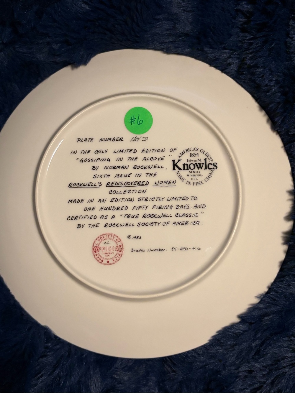Knowles Collector Plate - White w/COA - Picture 2 of 3